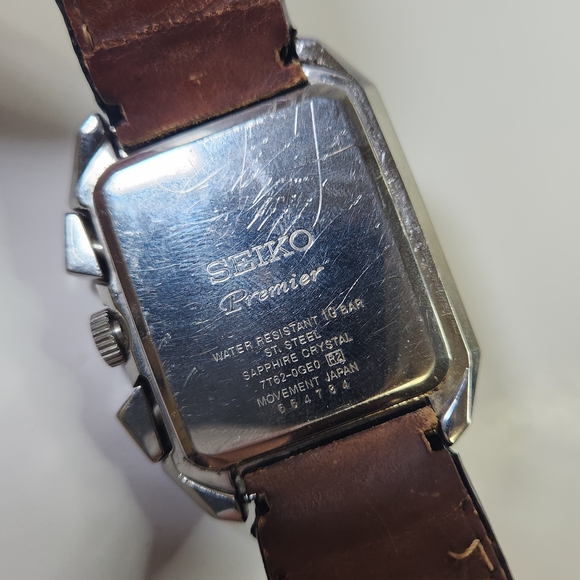 Seiko Premier Chronograph Watch Men's Black Leather Watch - Picture 8 of 16